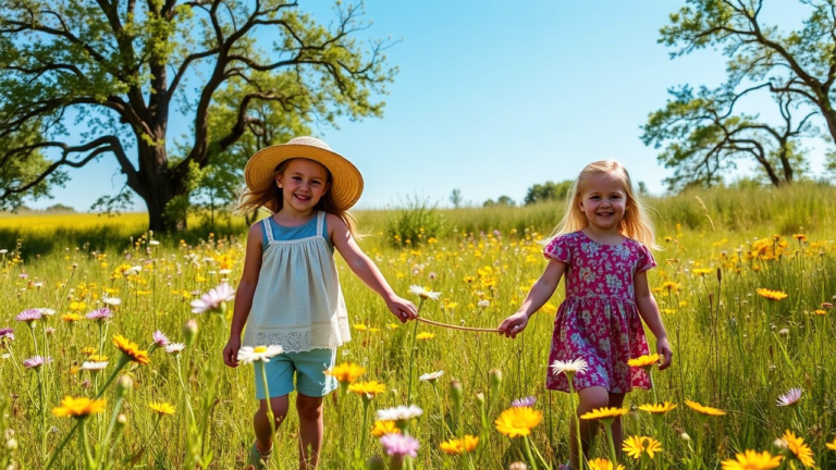 Deux enfants heureux dans le jardin